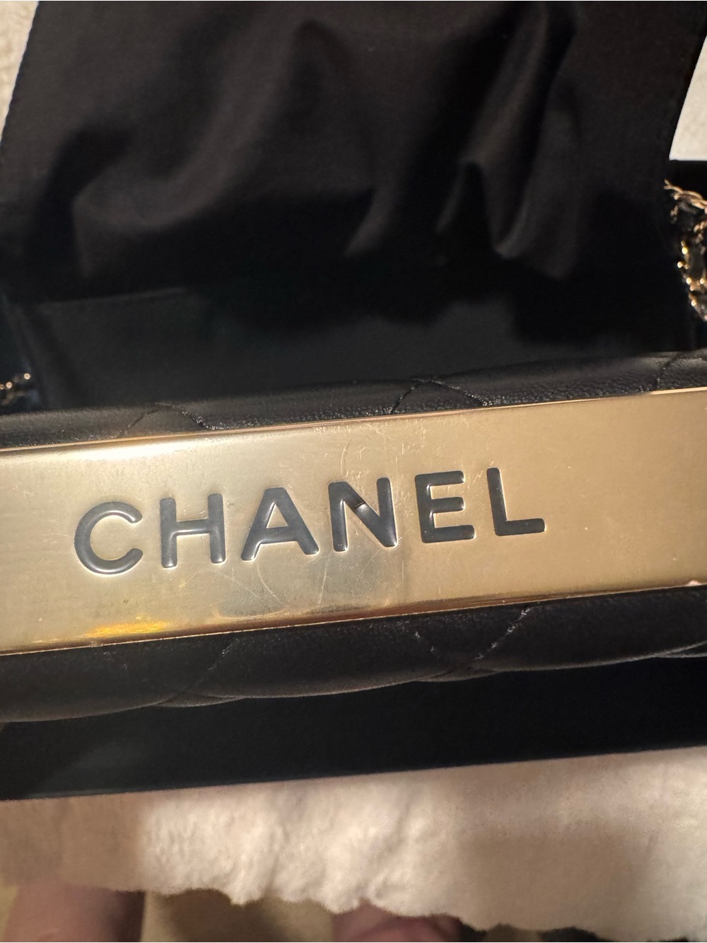 CHANEL Black Quilted Lambskin Shoulder Bag with Gold Hardware - Picture 9 of 11